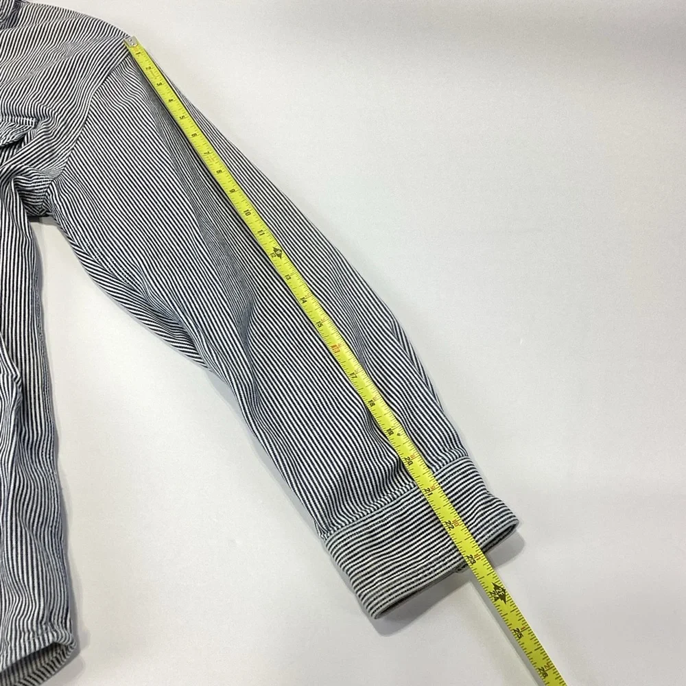 Vintage Carhartt Blue and White Striped Long Sleeve Work Shirt Logger Style M - Picture 4 of 8